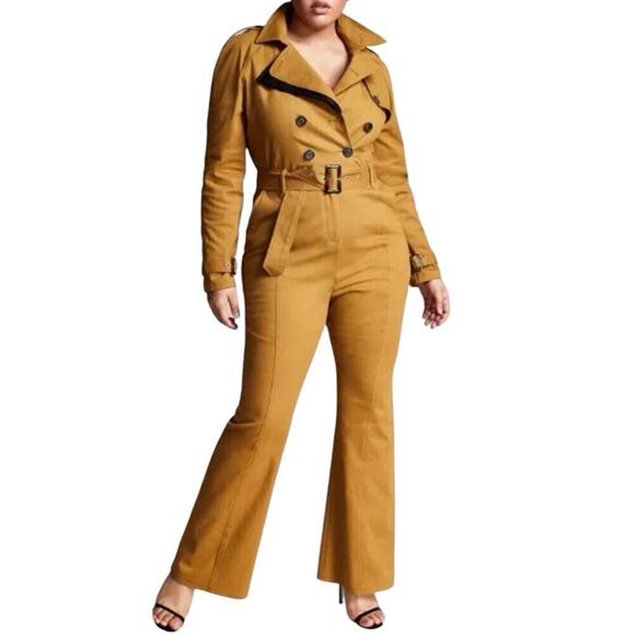 Zerina Akers Bar III Trench Jumpsuit Women 3X Belted Utility Wide Leg Mobwife - Picture 2 of 15